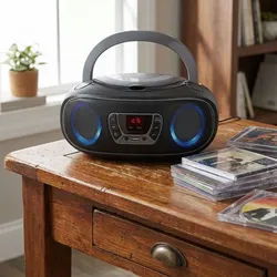 Tragbarer CD-Player Boombox mit Bluetooth-Funktion, CD-Player & MP3-Wiedergabe über USB – Geniesse kabellose Musik und kraftvollen Sound überall