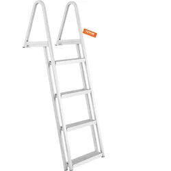 VEVOR Dockleiter, 4 abnehmbare Stufen, 159 kg Tragkraft, Bootsleiter aus Aluminiumlegierung mit 10 cm breiter Stufe und rutschfester Gummimatte, für das Einsteigen in Schiffe/Seen/Schwimmbäder/Meere