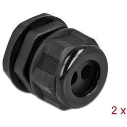 DELOCK 60371 - Kabelverschraubung PG21 für 2x Rundkabel, sw, 2 Stk