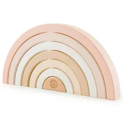 Stapelturm , Rosa, Beige , Holz , 7-teilig , Buche , 2.5x11.5x24 cm , schadstofffrei , Spielzeug, Lernspiele