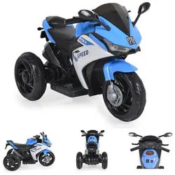 Moni Elektro-Kindermotorrad Kinder Elektromotorrad Hurricane, Belastbarkeit 30 kg, drei Räder, Musikfunktion, Rückwärtsgang blau