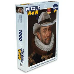 MuchoWow Puzzle Wilhelm von Oranien - Adriaen Thomasz - Cowboyhut, 1000 Puzzleteile, Foto-Puzzle, Bilderrätsel, Puzzlespiele, Klassisch 48 cm x 68 cm x 2 cm