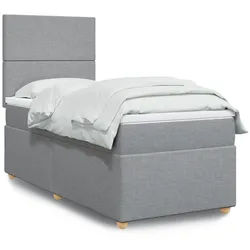 vidaXL Boxspringbett, Boxspringbett mit Matratze Hellgrau 90x200 cm Stoff