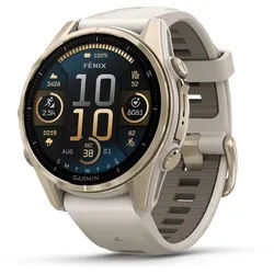 Garmin Fenix 8 (43mm) AMOLED Sapphire Titan Multisport-Smartwatch - STK - nebelgrau/softgold