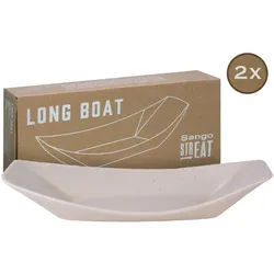 CreaTable Servierteller Streat Food creme, Steinzeug, (2-tlg., 2 Streat Boat long) weiß