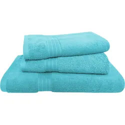 Handtuch Set DYCKHOFF "Siena", blau (aqua), 3 Stk., Frottier, Frottier, Obermaterial: 100% Baumwolle, Handtuch-Sets, mit Bordüre; 2 Handtücher (50x100cm), 1 Duschtuch (70x140cm)