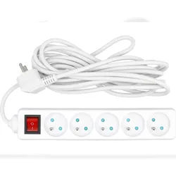 TRIZERATOP Multiprise de 5 m avec interrupteur, 5 prises