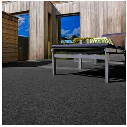 Andiamo Kunstrasen Field, Gesamthöhe 4 mm, Made in Belgium, rechteckig, für Balkon & Terrasse, mit Drainage-Noppen, Nadelfilz-Optik grau 200 cm x 400 cm