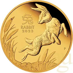 1 Unze Goldmünze Australien Lunar III Hase 2023 - polierte Platte