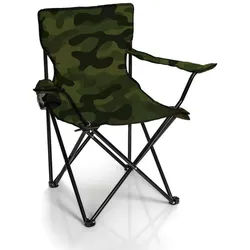 BigDean Campingstuhl Faltstuhl Campingstuhl Anglerstuhl Getränkehalter Klappstuhl (Packung, 1 St), Tarnmuster, Camouflage, Camo, Klappbar, Getränkehalter, Tragetasche bunt