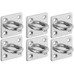 SO-TECH® Montagezubehör Befestigungs- und Zurröse für Sonnensegel, Sandsack, Seilzug (6 St), 35 x 30 mm Ankerplatte aus V2A Edelstahl SS304 silberfarben Ø 0.5 cm x 3.5 cm x 3 cm