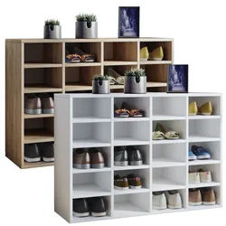 VCM Holz Schuhregal Maße ca. H. 67 x B. 92 x T. 33 cm Schuhkommode mit 20 Fächern Schuhschrank - Hinsol L