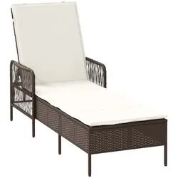 vidaXL Gartenliege Sonnenliege Braun und Creme Weiß 55 x 200 x 92 cm Poly-Rattan, 1 St.