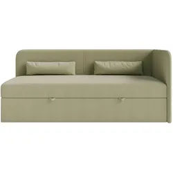 Selsey Jugendbett Calmmo Olivgrün mit Chenille-Bezug, Kopfteil rechts , Textil , 90x200 cm , Babymöbel & Kindermöbel, Kinderzimmer & Jugendzimmer, Kinderbetten, Kinderbetten & Jugendbetten