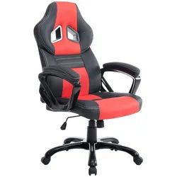 CLP Chefsessel Lederlook schwarz/rot , Rot, Schwarz , Kunststoff , 65x114x70 cm , Büromöbel, Bürostühle, Gaming-Sessel