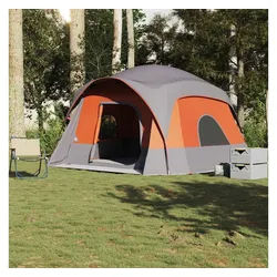 furnicato Faltzelt Familienzelt Grau Orange 322/368 x 370 x 210 cm wasserdicht, (1 tlg) grau|orange