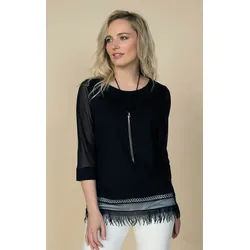 Passioni 3/4-Arm-Shirt mit Fransen schwarz XL