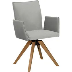 Moderano Armlehnstuhl , Creme, Eichefarben , Holz, Textil , Wildeiche , massiv , eckig , 64x91x61 cm , Stoffauswahl, Typenauswahl, Sitzfläche 360° drehbar, automatische Rückholfunktion , Esszimmer, Esszimmerserien