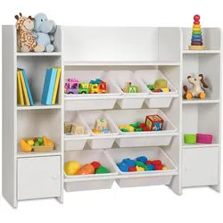 Relaxdays Kinderregal , Weiß , Holzwerkstoff, Kunststoff , 138.5x94.5x29.5 cm , Babymöbel & Kindermöbel, Babyzimmer, Babyregale & Kinderregale