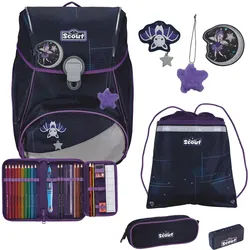 Scout Alpha Exklusiv Safety Light Schulranzen-Set 5-teilig Spooky Starlight