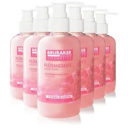 BRUBAKER Handseife Flüssigseife mit Kirschblüten Duft, 6-tlg., feuchtigkeitsspendend, Seife flüssig im praktischen Spender rosa