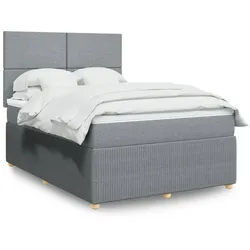 vidaXL Boxspringbett, Boxspringbett mit Matratze Hellgrau 160x200 cm Stoff