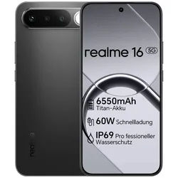 Realme Realme 16 5G 6,57-Zoll-AMOLED-Display, 6550-mAh-Akku Smartphone (6.57 Zoll, 256 GB Speicherplatz) schwarz