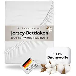 Alavya Home® Spannbettlaken Premium Jersey-Bettlaken mit Rundumgummizug, (1 Stück), Baumwolle 100% Kinderbett Spannbetttuch Baby Bettlaken Jersey weiß 60 cm x 120 cm