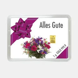 Goldbarren 1g Alles Gute/Blumenstrauß (Flip)