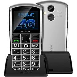 artfone A400 4G Seniorenhandy | Dual-SIM, SOS-Taste, Ladestation, Kamera, 2,4-Zoll-Display Grau 1 St
