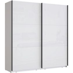 home24 Schwebetürenschrank , Weiß, Weiß Hochglanz , Metall , 2 Fächer , 200.1x209.7x61.2 cm , umfangreiches Zubehör erhältlich, in verschiedenen Größen erhältlich , Schlafzimmer, Komplette Schlafzimmer und Serien, Schlafzimmerserien