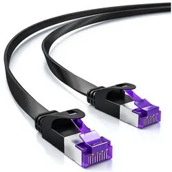 deleyCON deleyCON 0,25m RJ45 Patchkabel Flachkabel mit CAT7 Rohkabel U/FTP - LAN-Kabel