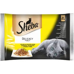 SHEBA Beutel 4x85g Delicacy in Jelly (mit Huhn, Pute, Ente, mit Geflügel)