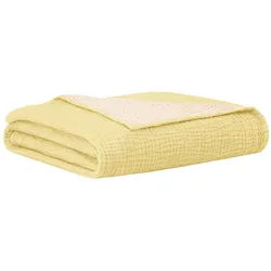Babydecke Vierlagig weich Musselin Tuch - Beidseitig, Hibboux gelb 120 cm x 120 cm