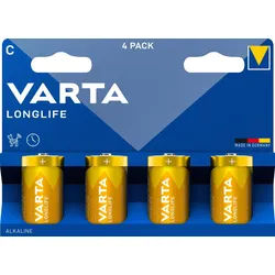 Varta Batterie Alkaline, Baby, C, LR14, 1.5V Longlife, Retail Blister (4-Pack)