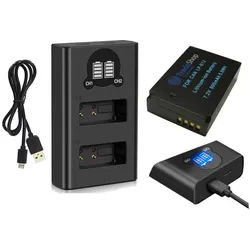 Trade-Shop 2in1 Set passend für Canon EOS 100 100D M M2 M10 M50 M100 Ladegerät + Kamera-Akku Li-Ion 800 mAh (7,4 V), Mit Micro-USB und USB-C