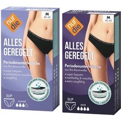 NUR DIE Probierpack Periodenunterwäsche Alles Geregelt Slip normal + stark - schwarz Größe 44-46 Periodenslip 2 St