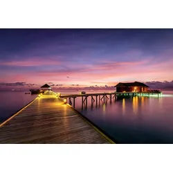 Papermoon Fototapete Steg im Wasser bunt 3 m x 2,23 m