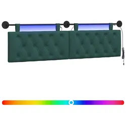 vidaXL Bett Hängendes Kopfteil Mit LED Licht Dunkelgrün Stoff (1-tlg) grün