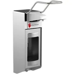 Desinfektionsspender UNI-PRO 05 LV, Edelstahlpumpe, 500 ml, Seifen- und Desinfektionsspender ideal für die hygienische Ellbogenbetätigung, Aluminium-Gehäuse, mattsilber eloxiert, langer Hebel