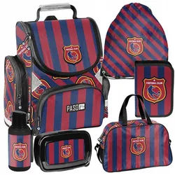 PASO Schulrucksack Mega-Set Football Club 6-tlg. (Schulranzen + Turnbeutel + Federmäppchen + Lunchbox + Trinkflasche + Sporttasche, 6-tlg)