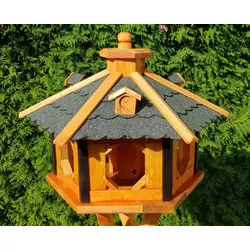 Holzdekoladen Vogelhaus XL Vogelhaus 57x37 wetterfest wahlweise mit Ständer und Solar Typ 11 grün ohne Ständer