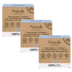 Niyok 2-in-1 Haar Shampoo & Conditioner 3-er Pack Seife 80 g