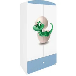 Raumhirsch Furniture Kinderkleiderschrank Kleiner Dino , Blau , Holzwerkstoff , Rechteckig , 90x175x52 cm , Babymöbel & Kindermöbel, Babyzimmer, Babykleiderschränke