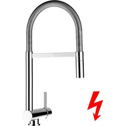 NIEDERDRUCK Wasserhahn Vorfenster Küchenarmatur, Umklappbar 6 CM, mit 360° schwenkbarem Auslauf, abnehmbare 2 strahl Handbrause, Verchromt