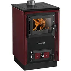 JUSTUS Festbrennstoffherd »Rustico-50 2.0«, bordeauxrot, Emaille, 7 kW