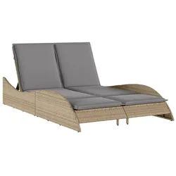 vidaXL Gartenliege 114 x 205 x 73 cm Gartenliege Sonnenliege mit Auflagen Beige 114x205x7 beige