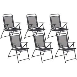 Beliani Gartenstuhl 6er-Set Stahl schwarz Livo , Schwarz , Metall , 48x90x66 cm , Gartenmöbel, Gartensessel, Gartenklappstühle