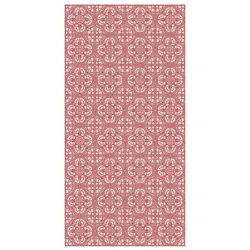 Bilderdepot24 Teppich Teppich Vinyl Flur Küche Fliesen Muster funktional lang modern, Läufer - rot glatt, nass wischbar (Schmutz, Tierhaare) Saugroboter & Bodenheizung geeignet rot 70 cm x 140 cm