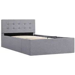 vidaXL Stauraumbett, Bett Hydraulisch Hellgrau Stoff 90×200 cm